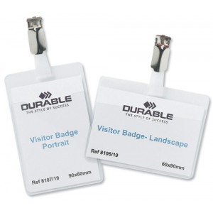 Durable Name Badges Visitors with Rotating Clip 60x90mm Ref 8612 [Pack 5]