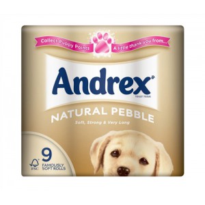 Andrex Toilet Rolls 2-Ply 240 Sheets Natural Pebble Ref VKC4974125 [Pack 9]