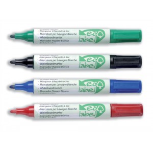 Ecolabel Drywipe Marker with Recycled Paper Barrel Bullet Tip Line 1.5mm Assorted Ref 268871 [Wallet 4]