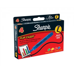 Sharpie Flipchart Marker Water-based Ink Bleed-free Bullet Tip Assorted Ref S0811360 [Pack 4]