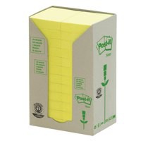Post-it Recycled Notes Tower Pack 38x51mm Pastel Yellow Ref 653-1T [Pack 24]