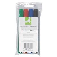 Q-Connect Permanent Marker Chisel Tip Wallet of 4 Assorted