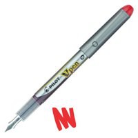 Pilot VPen Disposable Fountain Pen Red Ink Metallic Grey Barrel SVP-4M-R