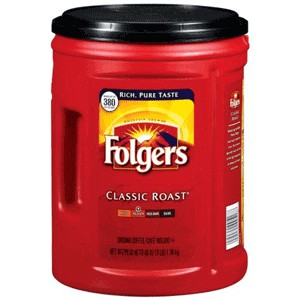 Folgers Classic Roast Ground Coffee, Regular, Arabica, Classic/Medium, 51oz Canister