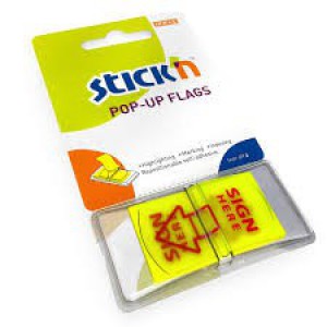 Stick n Pop-Up Flags Sign Here 45 x 25mm Yellow