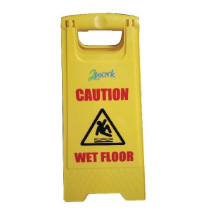 Floor Standing Folding Safety Sign Caution Yellow