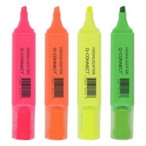 Chisel Tip Highlighters Assorted Pk4
