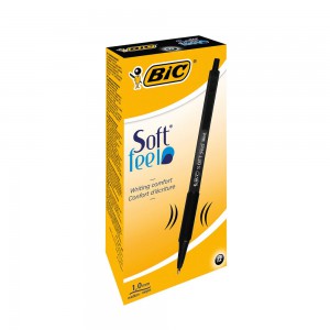BIC Soft Feel Clic Medium Ballpoint Pens Black