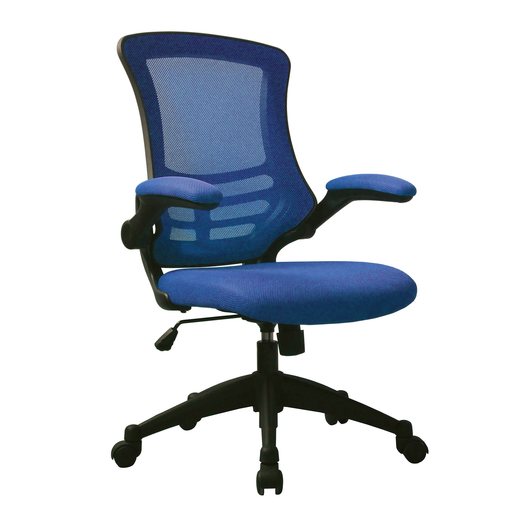 Luna+Mesh+Back+Operator+Chair+with+folding+arms++-+blue+BCM%2FL1302%2FBK