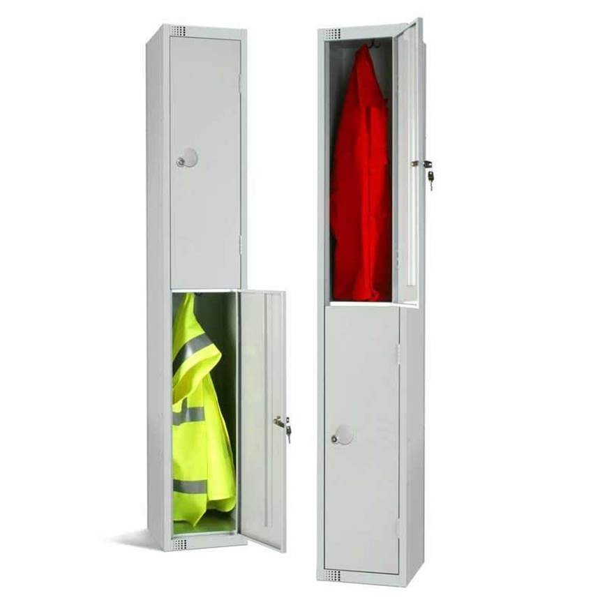 Two+Door+Elite+Locker+1800x300x450mm+Complete+with+Double+Coat+Hook+Blue+Doors