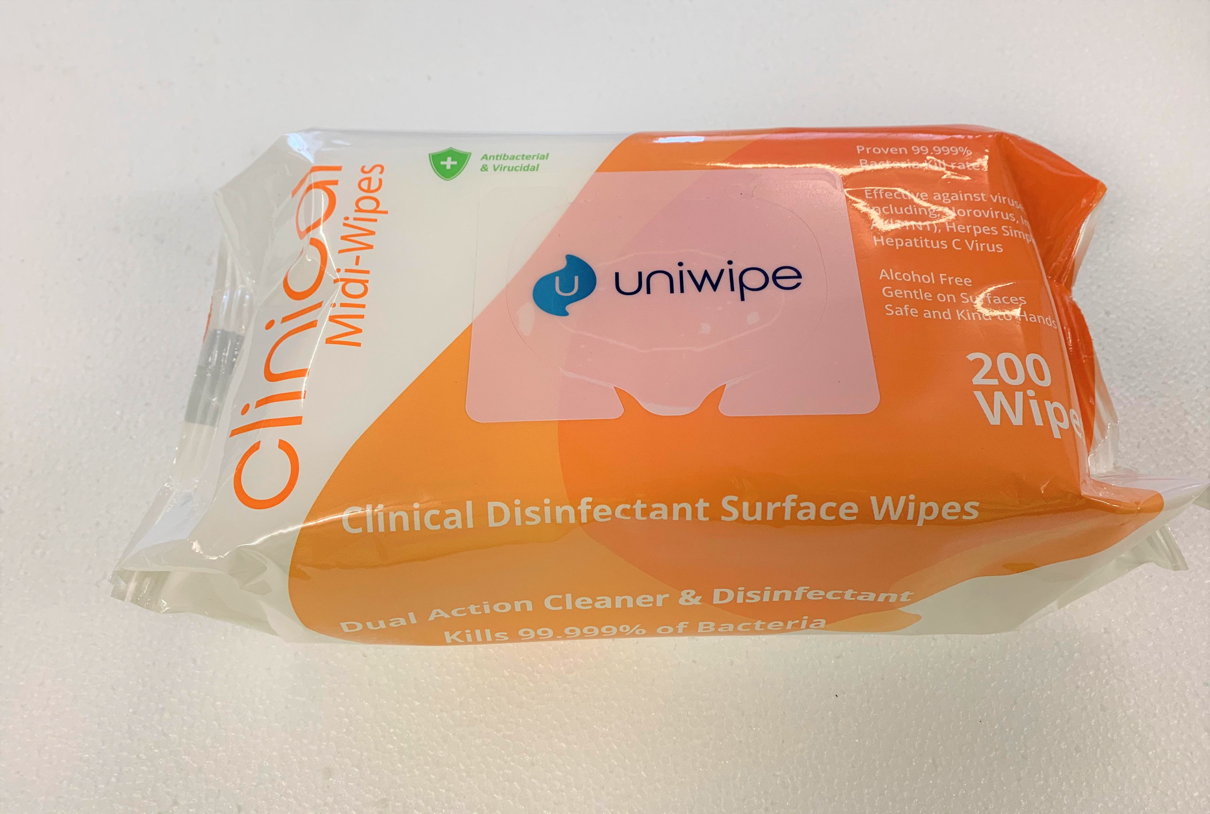 Uniwipe+Clinical+Disinfectant+Surface+Wipes+20cm+x+20cm+pack+of+200
