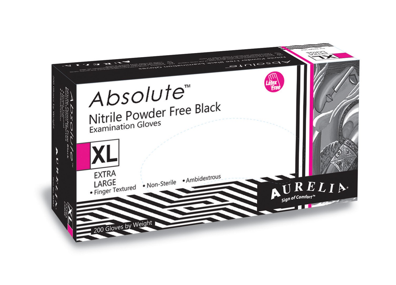 Aurelia+Absolute+Black+Nitrile+Examination+Gloves+Medium+