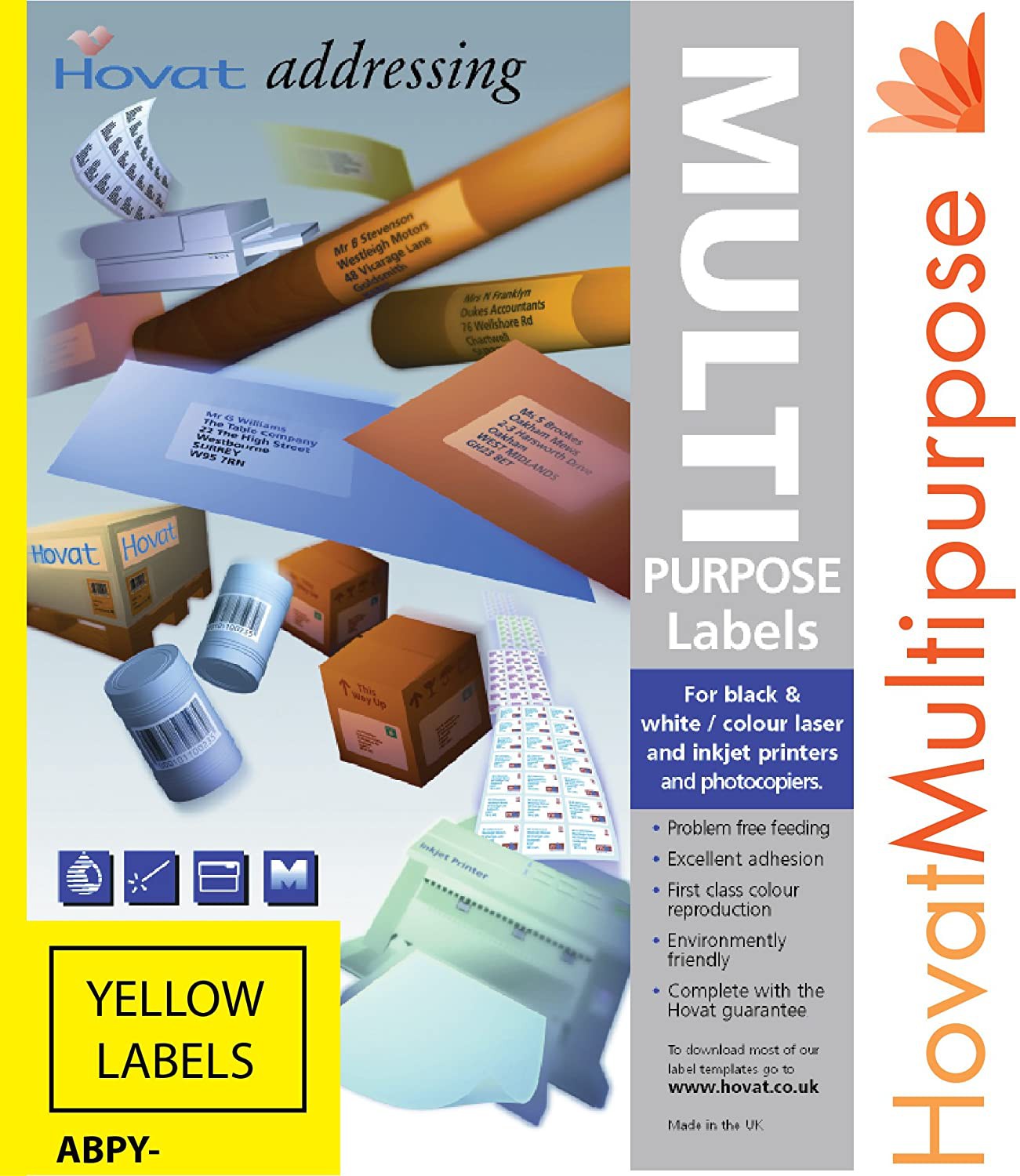 Hovat+Multi-Purpose+Labels+2+Per+Sheet+Yellow+200+x+144mm+Box+100
