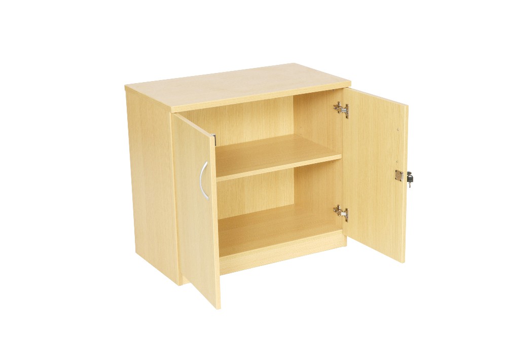 Desk+High+Double+Door+Cupboard+Complete+with+1+Shelf%2C+Light+Oak